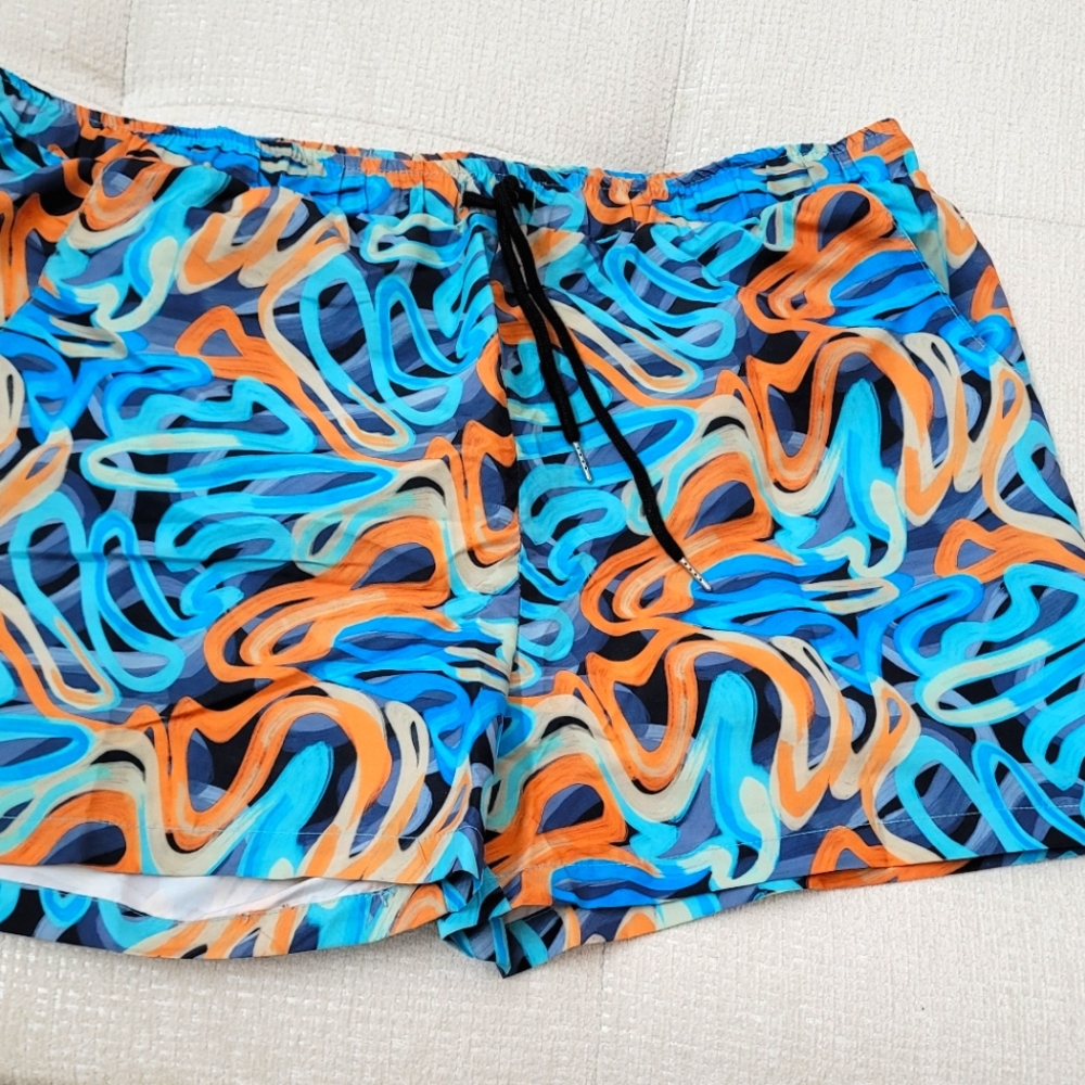 Orange and Blue Swirl Shorts men